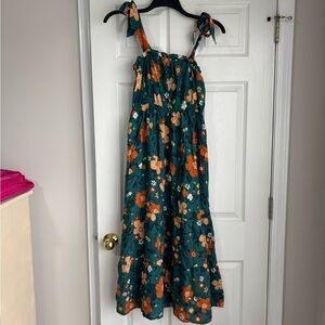 Mine Floral Maxi Dress - Teal and Orange